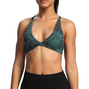 imageAoxjox Womens Workout Sports Bras Fitness Sienna Low Impact Bra Yoga Crop TankCloud Dark Green