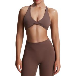 imageAoxjox Womens Workout Sports Bras Fitness Sienna Low Impact Bra Yoga Crop TankFudge Coffee
