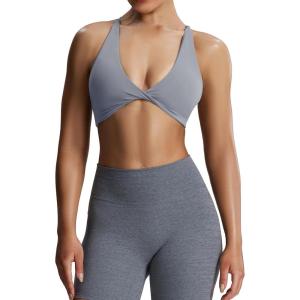 imageAoxjox Womens Workout Sports Bras Fitness Sienna Low Impact Bra Yoga Crop TankGrey