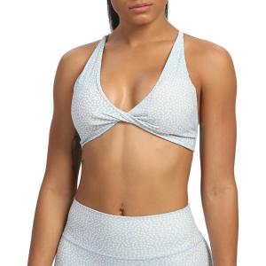 imageAoxjox Womens Workout Sports Bras Fitness Sienna Low Impact Bra Yoga Crop TankLight Blue Dot Print