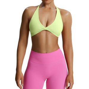 imageAoxjox Womens Workout Sports Bras Fitness Sienna Low Impact Bra Yoga Crop TankParadise Green