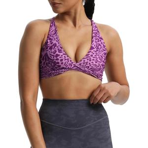 imageAoxjox Womens Workout Sports Bras Fitness Sienna Low Impact Bra Yoga Crop TankPurple Leaf Print
