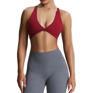 imageAoxjox Womens Workout Sports Bras Fitness Sienna Low Impact Bra Yoga Crop TankRumba Red