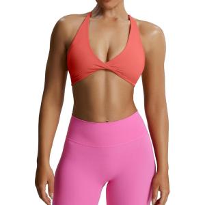 imageAoxjox Womens Workout Sports Bras Fitness Sienna Low Impact Bra Yoga Crop TankSpiced Coral