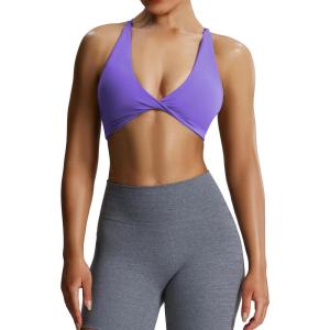 imageAoxjox Womens Workout Sports Bras Fitness Sienna Low Impact Bra Yoga Crop TankViolet