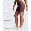 imageAoxjox Womens Lexi Lined Seamless Workout Biker Shorts High Waisted Color Block Hidden Scrunch Athletic Yoga Short 55quotFudge Coffee