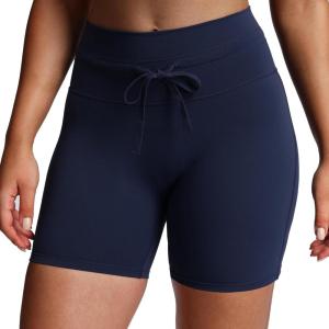 imageAoxjox Mila Ultra High Rise Workout Biker Shorts for Women High Waisted Tummy Control Running Drawstring Yoga Short 6quotNavy