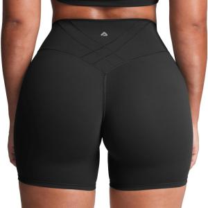imageAoxjox Womens Workout Velura Biker Shorts High Waisted Hidden Scrunch PlushFlex Athletic Yoga Short 6quotBlack