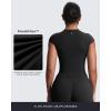 imageAoxjox Womens Cap Sleeve TShirts Crew Neck Velura Ruched Tee Without Padded Workout PlushFlex Gym Yoga Crop TopBlack