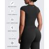 imageAoxjox Womens Cap Sleeve TShirts Crew Neck Velura Ruched Tee Without Padded Workout PlushFlex Gym Yoga Crop TopBlack