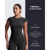 imageAoxjox Womens Cap Sleeve TShirts Crew Neck Velura Ruched Tee Without Padded Workout PlushFlex Gym Yoga Crop TopBlack