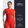 imageAoxjox Womens Cap Sleeve TShirts Crew Neck Velura Ruched Tee Without Padded Workout PlushFlex Gym Yoga Crop TopFiesta Red