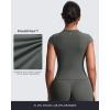 imageAoxjox Womens Cap Sleeve TShirts Crew Neck Velura Ruched Tee Without Padded Workout PlushFlex Gym Yoga Crop TopOlive Haze