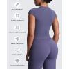 imageAoxjox Womens Cap Sleeve TShirts Crew Neck Velura Ruched Tee Without Padded Workout PlushFlex Gym Yoga Crop TopSmoky Violet