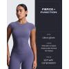 imageAoxjox Womens Cap Sleeve TShirts Crew Neck Velura Ruched Tee Without Padded Workout PlushFlex Gym Yoga Crop TopSmoky Violet