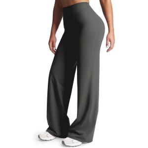 imageAoxjox Womens Workout Velura Straight Leg Bottoms MidWaist Hidden Srcunch PlushFlex Gym Yoga Pants 31quot33quot35quotOlive Haze