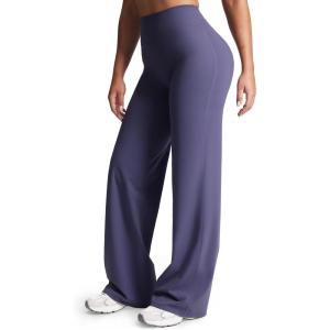 imageAoxjox Womens Workout Velura Straight Leg Bottoms MidWaist Hidden Srcunch PlushFlex Gym Yoga Pants 31quot33quot35quotSmoky Violet