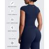 imageAoxjox Womens Cap Sleeve TShirts Crew Neck Velura Ruched Tee Without Padded Workout PlushFlex Gym Yoga Crop TopMidnight Navy