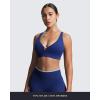 imageAoxjox Womens Workout Lexi Lined Charm Sports Bras Deep V Color Block Fitness Training Gym Yoga Crop TanksBellwether BlueAiry Blue