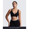 imageAoxjox Womens Workout Lexi Lined Charm Sports Bras Deep V Color Block Fitness Training Gym Yoga Crop TanksBlack and White