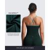 imageAoxjox Womens Workout Sleeveless Color Block Lexi Tank Tops Contrasting Strap Cross Back Yoga Curve Longline Crop TopForest GreenSage Green