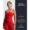 imageAoxjox Womens Workout Sleeveless Color Block Lexi Tank Tops Contrasting Strap Cross Back Yoga Curve Longline Crop TopRacing RedWhite