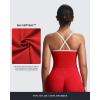 imageAoxjox Womens Workout Sleeveless Color Block Lexi Tank Tops Contrasting Strap Cross Back Yoga Curve Longline Crop TopRacing RedWhite