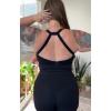 imageAoxjox Womens Workout Sleeveless Lola Longline Tank Fitness Training Gym Yoga Crop TanksBlack