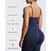 imageAoxjox Womens Workout Sleeveless Sculpt Strap Longline Tank Fitness Training Gym Yoga Crop TanksNavy