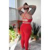 imageAoxjox Womens Workout Sports Bras Cross Back Fitness Athletic Velura Ruched Bra PlushFlex Yoga Crop TankFiesta Red