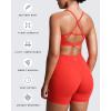 imageAoxjox Womens Workout Sports Bras Cross Back Fitness Athletic Velura Ruched Bra PlushFlex Yoga Crop TankFiesta Red