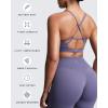 imageAoxjox Womens Workout Sports Bras Cross Back Fitness Athletic Velura Ruched Bra PlushFlex Yoga Crop TankSmoky Violet