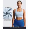 imageAoxjox Womens Workout Sports Bras Square Neck Emma Longline Cross Back High Impact Fitness Training Gym Yoga Crop TankAiry Blue