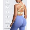 imageAoxjox Womens Workout Sports Bras Square Neck Emma Longline Cross Back High Impact Fitness Training Gym Yoga Crop TankPastel Yellow