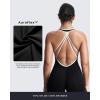 imageAoxjox Workout Rompers for Women Halter Cross Back One Piece Gym Yoga Sports Bras Lexi Lined Bodysuit ShortsBlack and White