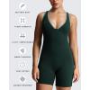 imageAoxjox Workout Rompers for Women Halter Cross Back One Piece Gym Yoga Sports Bras Lexi Lined Bodysuit ShortsForest GreenSage Green