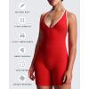 imageAoxjox Workout Rompers for Women Halter Cross Back One Piece Gym Yoga Sports Bras Lexi Lined Bodysuit ShortsRacing RedWhite