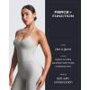 imageAoxjox Workout Seamless Sleeveless for Women Adjustable Halter Impact Longline Strappy Top Gym Yoga Crop TanksFeather Beige