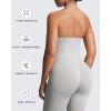 imageAoxjox Workout Seamless Sleeveless for Women Adjustable Halter Impact Longline Strappy Top Gym Yoga Crop TanksFeather Beige