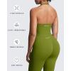 imageAoxjox Workout Seamless Sleeveless for Women Adjustable Halter Impact Longline Strappy Top Gym Yoga Crop TanksMeadow Green