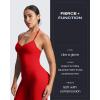 imageAoxjox Workout Seamless Sleeveless for Women Adjustable Halter Impact Longline Strappy Top Gym Yoga Crop TanksRacing Red
