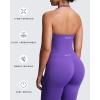 imageAoxjox Workout Seamless Sleeveless for Women Adjustable Halter Impact Longline Strappy Top Gym Yoga Crop TanksVibrant Violet