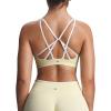 imageAoxjox Womens Workout Lexi Lined Charm Sports Bras Deep V Color Block Fitness Training Gym Yoga Crop TanksPastel YellowWhite