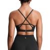 imageAoxjox Womens Workout Sports Bras Cross Back Fitness Athletic Velura Ruched Bra PlushFlex Yoga Crop TankBlack