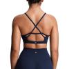 imageAoxjox Womens Workout Sports Bras Cross Back Fitness Athletic Velura Ruched Bra PlushFlex Yoga Crop TankMidnight Navy