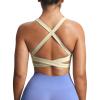 imageAoxjox Womens Workout Sports Bras Square Neck Emma Longline Cross Back High Impact Fitness Training Gym Yoga Crop TankPastel Yellow