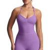 imageAoxjox Workout Seamless Sleeveless for Women Adjustable Halter Impact Longline Strappy Top Gym Yoga Crop TanksGrape