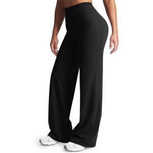imageAoxjox Womens Workout Velura Straight Leg Leggings Bottoms MidWaist Hidden Srcunch PlushFlex Gym Yoga Pants 31quot33quot35quotBlack