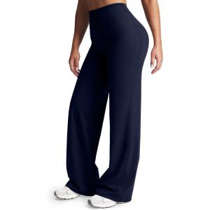 imageAoxjox Womens Workout Velura Straight Leg Leggings Bottoms MidWaist Hidden Srcunch PlushFlex Gym Yoga Pants 31quot33quot35quotMidnight Navy