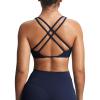 imageAoxjox Womens Workout Sienna Crossback Sports Bras Fitness Low Impact Bra Yoga Crop TankNavy